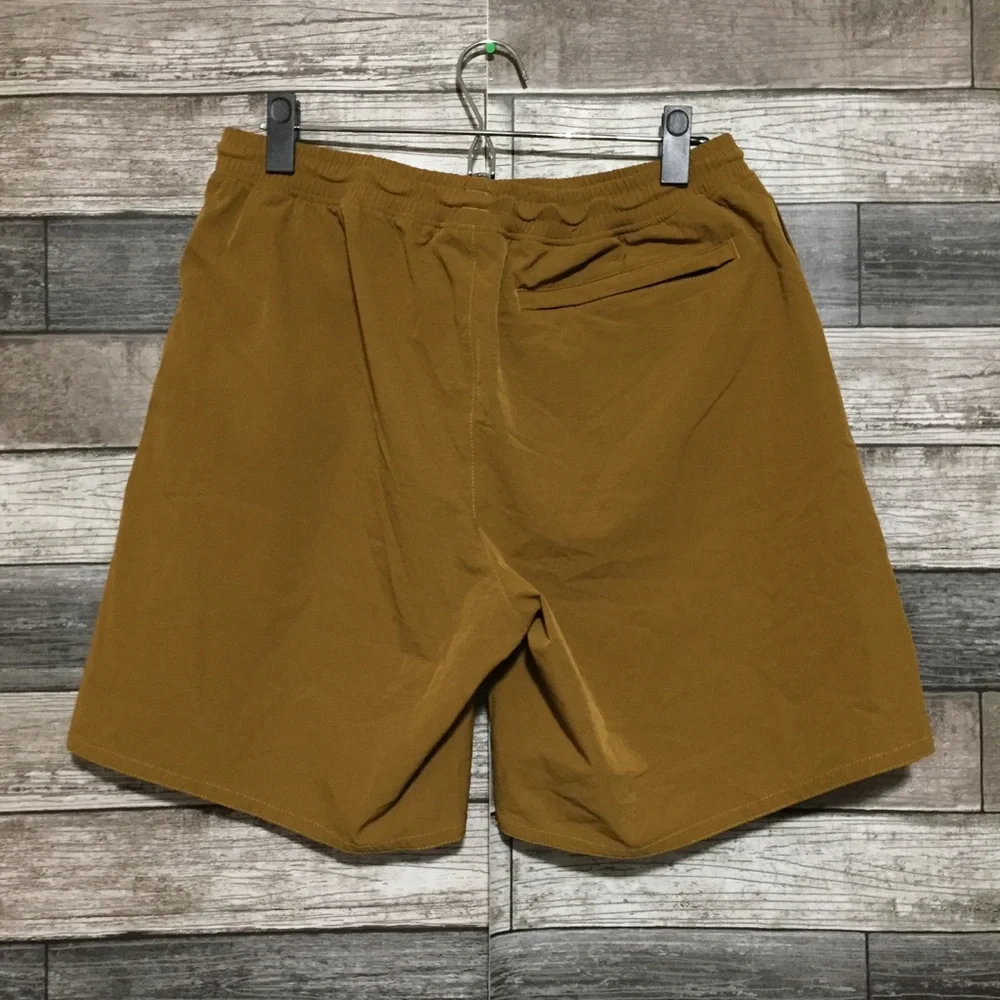 Tactics Skate Apparel Tech Shorts Men’s L Brown Orange Stretch (Inseam 8)